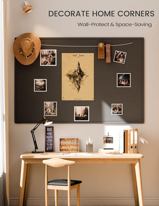 Fluxynara 70.8" x 47.2" Large Bulletin Board, Black | Cork Board Alternative with 48 Removable Adhesive Tabs, Foldable Felt Pin Board for Home, Office, Classroom & Dorm