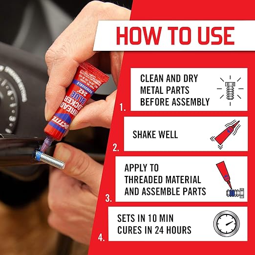 Loctite Threadlocker Blue 242 - Removable Thread Lock Glue for Nuts, Bolts, & Fasteners, Medium Strength Screw Glue to Prevent Loosening & Corrosion - 6 ml, 12 Pack