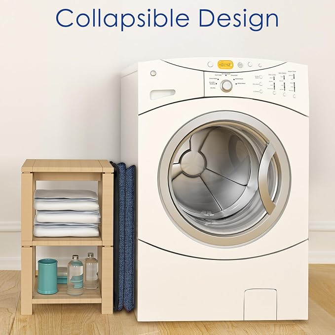 SNIGJAT Extra Large Laundry Hamper, Folding 100L Laundry Basket, Blue | Dirty Clothes Hamper for Bedroom, Tall Hamper, Sturdy Storage Organizer for Clothes and Toys