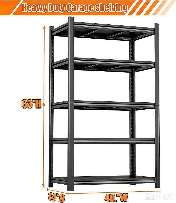Garage Shelving, Heavy Duty Adjustable Boltless Metal Storage Shelving Units