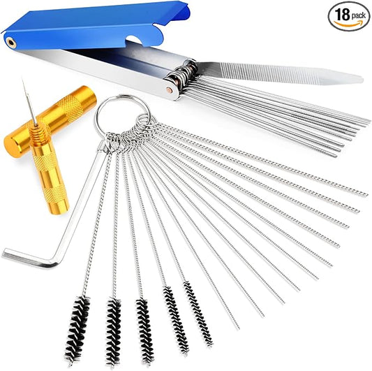 Valchoose Premium Torch Tip Cleaner, Stainless Steel Carburetor Cleaning Kit Heavy Duty, Density Nylon for Motorcycle Jet Lawnmower Small Engine Welding Stove Airbrush Spray Gun