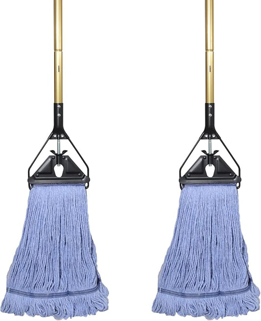 Midoneat Commercial Industrial Heavy Duty Mop with Long Handle,58" Looped-End String Wet Cotton Mops for Floor Cleaning, 2packs