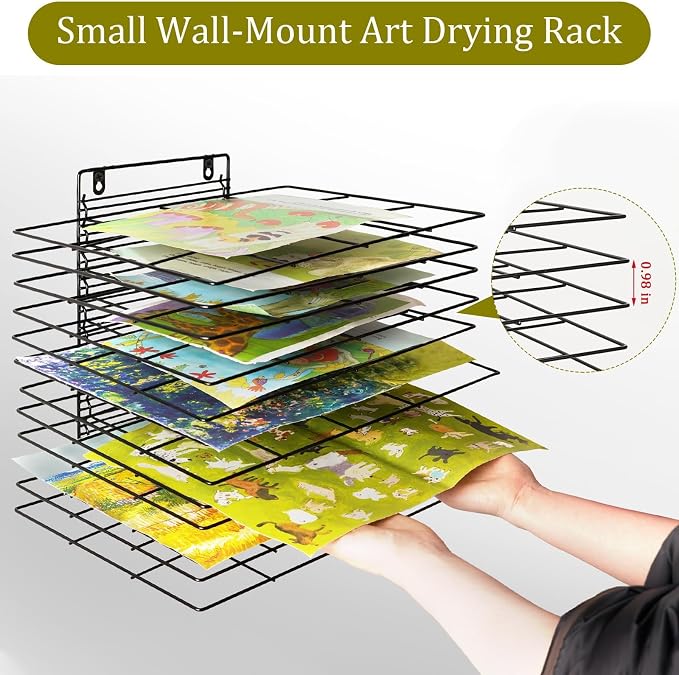 12 Shelves Art Drying Rack for Classroom, Paint Drying Rack, Black | Drying Rack Classroom, Wall Art Storage Rack, Removable Shelves for Classrooms and Art Studios