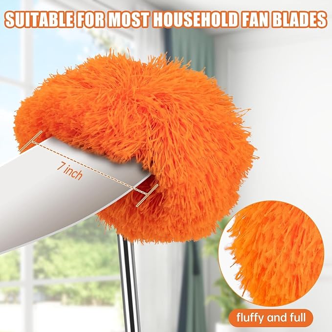CALBEAU Ceiling Fan Cleaner Duster Kit with 60" Extension Pole, 14 PCS | 14"-60" Adjustable Pole; Ceiling Fan Duster, Cobweb Brush; High Fans, Webs, Blinds; Storage Bag