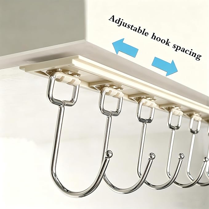 Cociat 2PCS Utensil Racks with 8 Hooks 17 Inch White Kitchen Utensil Holders Hanging Utensil Rack Multifunctional (17 inch White)