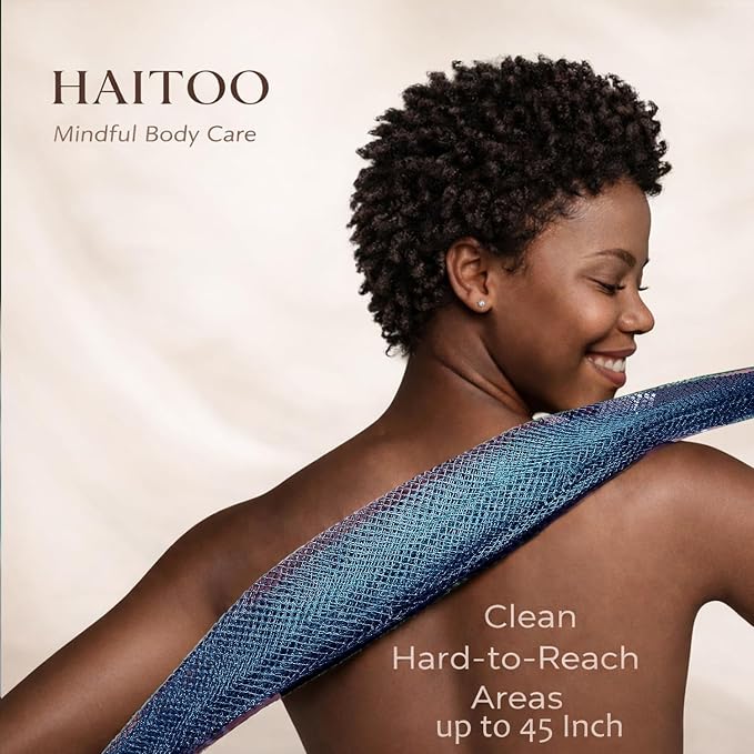 African Net Sponge Authentic Exfoliating Washcloth Body Back Scrubber 3 Pcs | 46 Inch Shower Loofah Exfoliating Bath Sponge for Women and Men Daily Use Body Care Travel Portable Accessories Spa Gifts