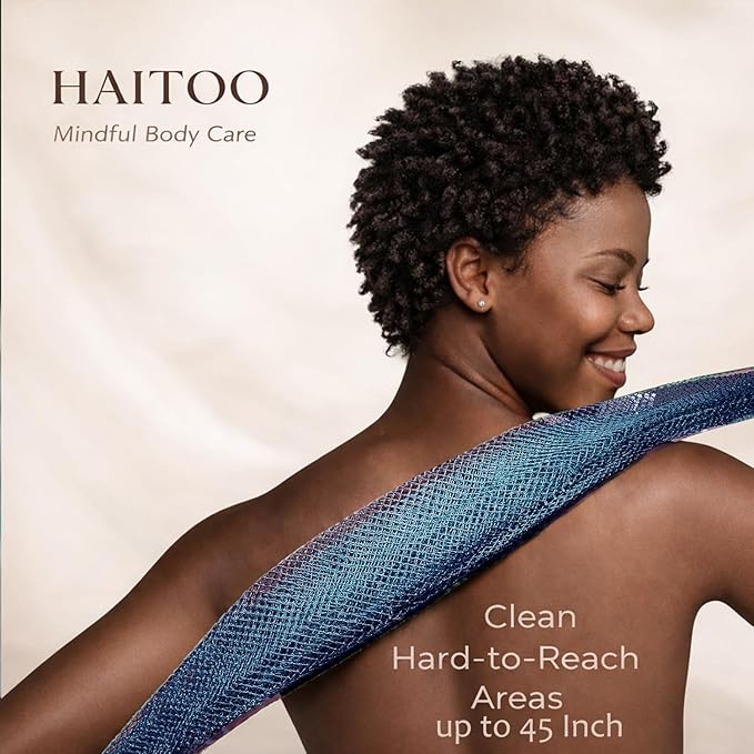 African Net Sponge Authentic Exfoliating Washcloth Body Back Scrubber 3 Pcs | 46 Inch Shower Loofah Exfoliating Bath Sponge for Women and Men Daily Use Body Care Travel Portable Accessories Spa Gifts