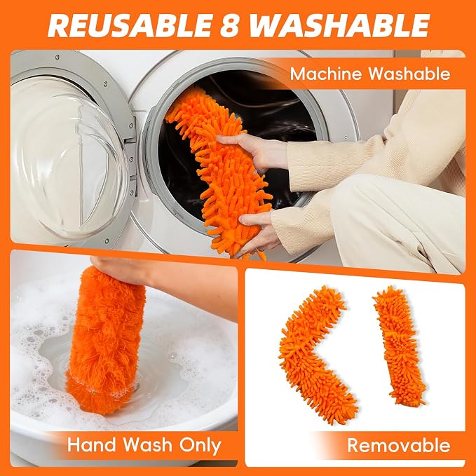 20 Foot High Dusters for Cleaning with 3-12 Foot Heavy Duty Extension Pole | High Reach Duster, Extendable Reusable Cobweb, Feather, Ceiling Fan Cleaner Duster, Window Squeegee Kit
