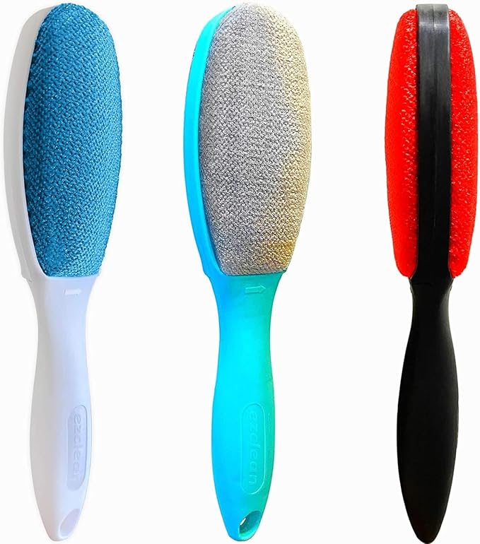 3 Pack, 3 Colors, Lint Brush for Clothes, Furniture, Double Sided Pet Hair Remover Brush, Reusable Cleaner for Dog Cat Hair, Couch, Magic Velvet Lint Brush