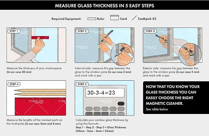 Tyroler Magnetic Window Cleaner Tool Fits Windows 0.8"-1.1" | The Glider D3 | | Double Sided Outside Window Cleaner Tool Fits Windows 0.8"-1.1" Thick | Magnet Window Cleaner Tool, Magnetic Glass Cleaners