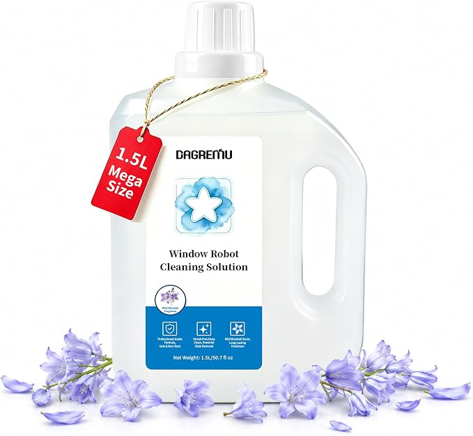 1.5L Window Cleaner, Cleaning Solution Compatible with ECOVACS Winbot W3 OMNI/W2S OMNI/W2 PRO/W1 PRO/MINI Window Cleaning Robot, Streak Free, Low Foam, Non Corrosive, Multi-Surface Glass Cleaner