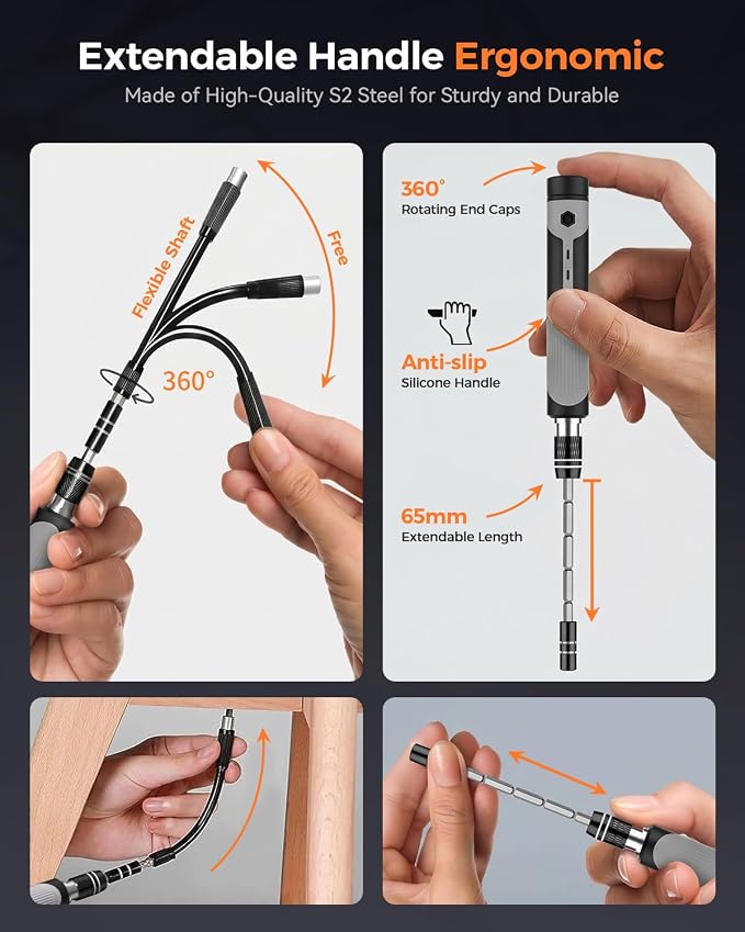 166 in 1 Precision Screwdriver Set: Magnetic Electronics Repair Kit with Extension Rod & Pry Tools, Professional Computer Tool Kit for iPhone, Laptop, PC, MacBook, PS5, Xbox, Watch, Camera, Glasses