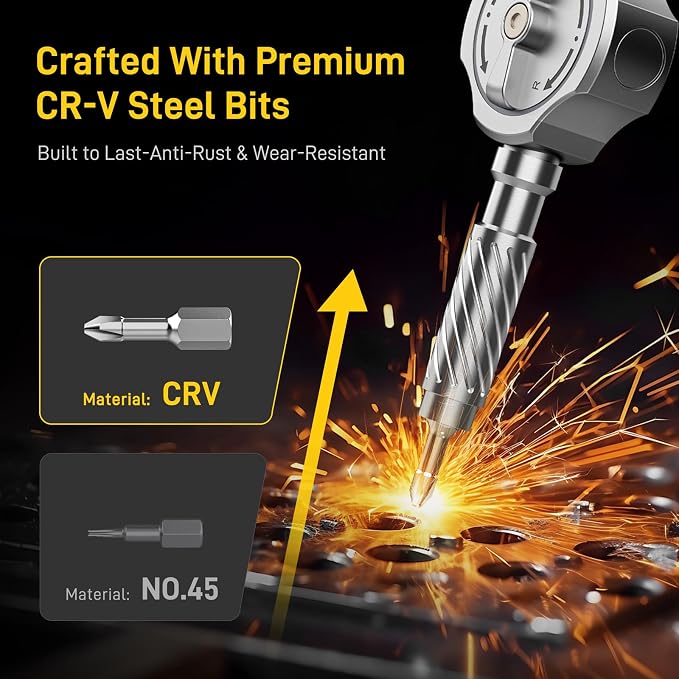 Upgraded 62 in 1 Magnetic Ratchet Screwdriver Set, 43 Bits & 10 Hex Sockets | T Handle Ratchet Screwdriver Set with Case Repair Tool Kit for Furniture, Bicycle, Electronics, Auto, DIY & Gift for Men