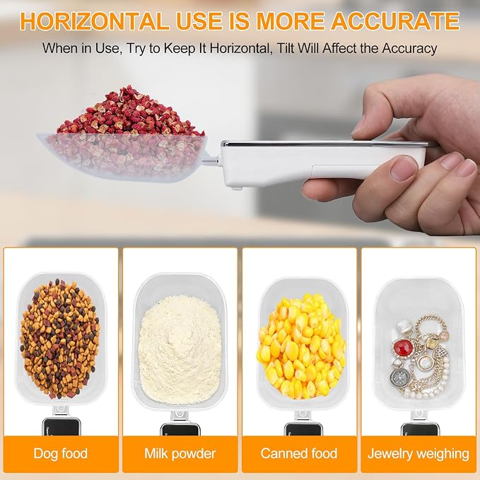 Dioche Digital Measuring Spoon Scale, High Precision 0.05g to 500g Capacity, with 30ml & 80ml Detachable Spoons, Tare Function & Unit Conversion for Baking, Cooking, Pet Food, Kitchen - Black