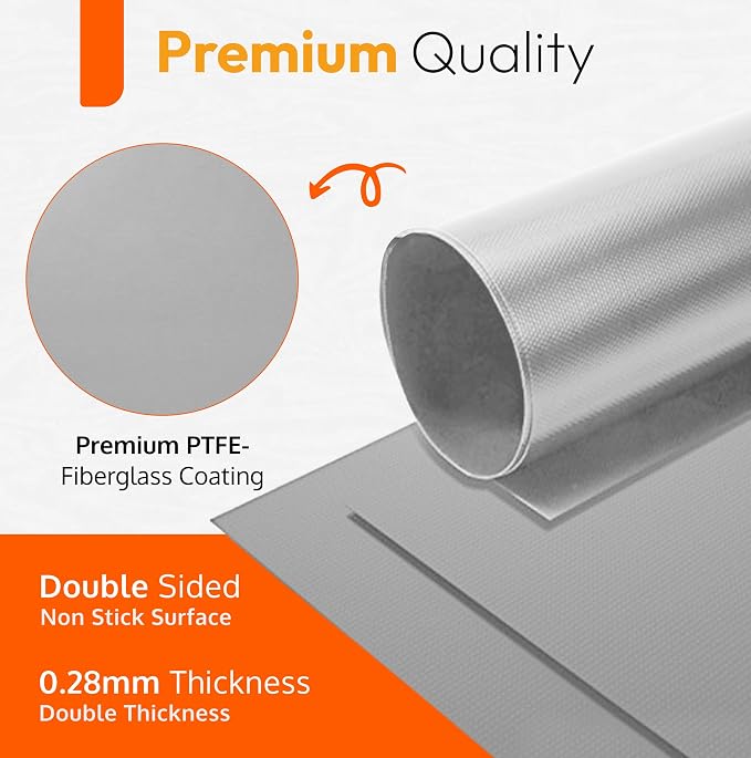 Silver Teflon Liner Roll for Ovens, Stovetops & Grills (75” x 17”) - Cut to Custom Fit - Versatile Non-Stick Teflon Mat, Can Use As Oven Liner, Grill Mat, Stovetop Cover, Baking Sheet, etc.