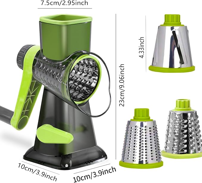 Dachenus Cheese Grater Rotary Cheese Grater,Versatile Cheese Shredder | Powerful suction cup base,Suitable for a wide range of ingredients,Safe hand-protection design,Detachable and easy to clean