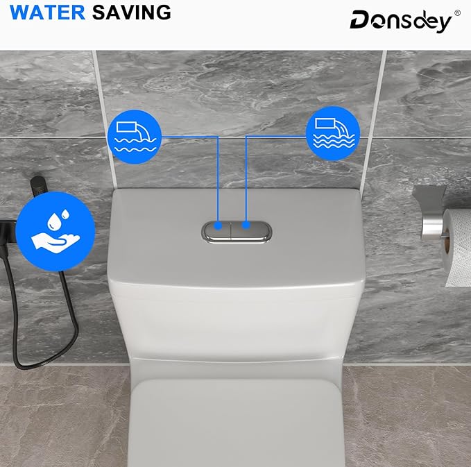 One Piece Toilet 12'' Rough Inch- High Efficiency Water Saving Ceramic Toilets with 15.7" Comfort Chair Seat 1.1/1.6 GPF Dual Flush and Easy to Clean Toilet Bowl 15.9''x26.2''x28.8''