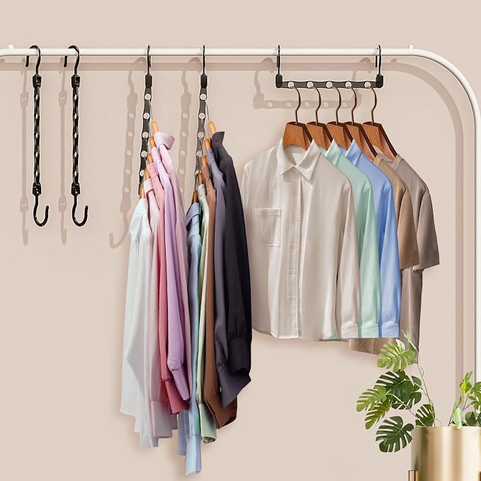 16 Pack Hangers Space Saving Magic Space Saver Smart Plastic Hangers Black | Clothes Hanger Organizer Closet Organizers and Storage for Closet Wardrobe Apartment College Dorm Room Essentials
