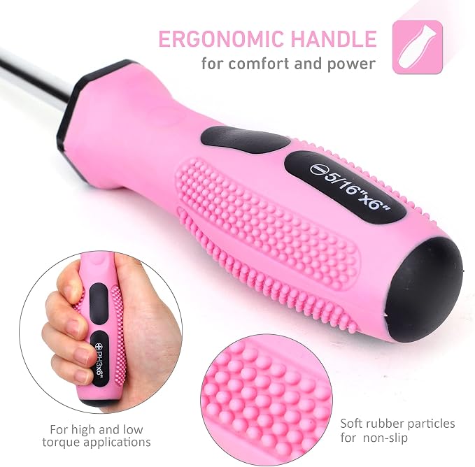 FASTPRO 12-Piece Pink Magnetic Screwdrivers Set with Slotted Phillips Screwdrivers and Precision Screwdrivers, Repair Tool Kit for Women with Storage Bag | 4 Phillips & 4 Slotted Tips, 4 Precision Screwdrivers, CR-V Steel, Ergonomic Handles, Home Repai...