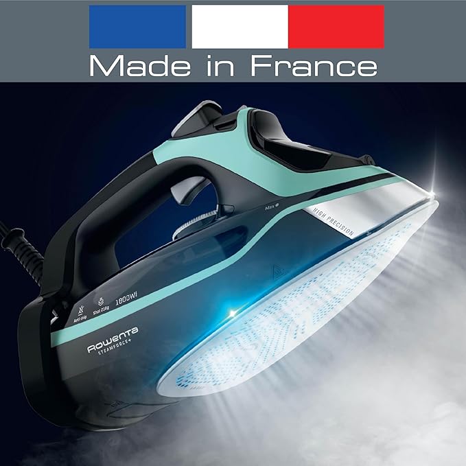Rowenta Steam Force Stainless Steel Soleplate Steam Iron for Clothes, Anti-Drip Protection, 400 Microsteam Holes, 1800 Watts, Iron, Fabric Steamer, Garment Steamer for Clothes, Precision Tip, DW9440