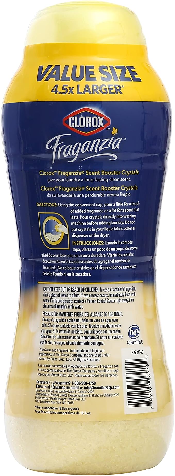 Clorox Fraganzia In-Wash Scent Booster Crystals, Vanilla, 70 Oz Bottle