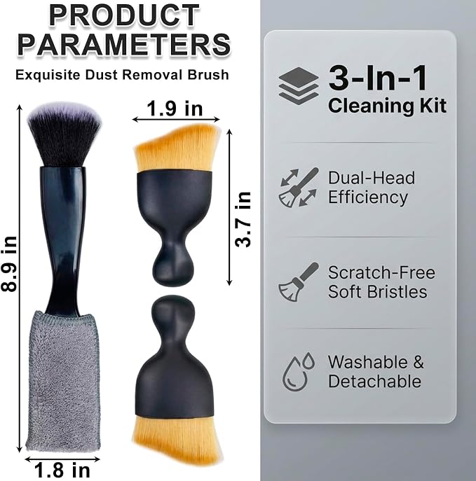 3 Pcs Exquisite Microfiber Duster Brushes, Car Detailing Brushes, Feather Duster, Efficient Dust Removal, Cleaning Tool Perfect for Computers, Keyboards, Car Interior, Photo Frames, Digital Devices