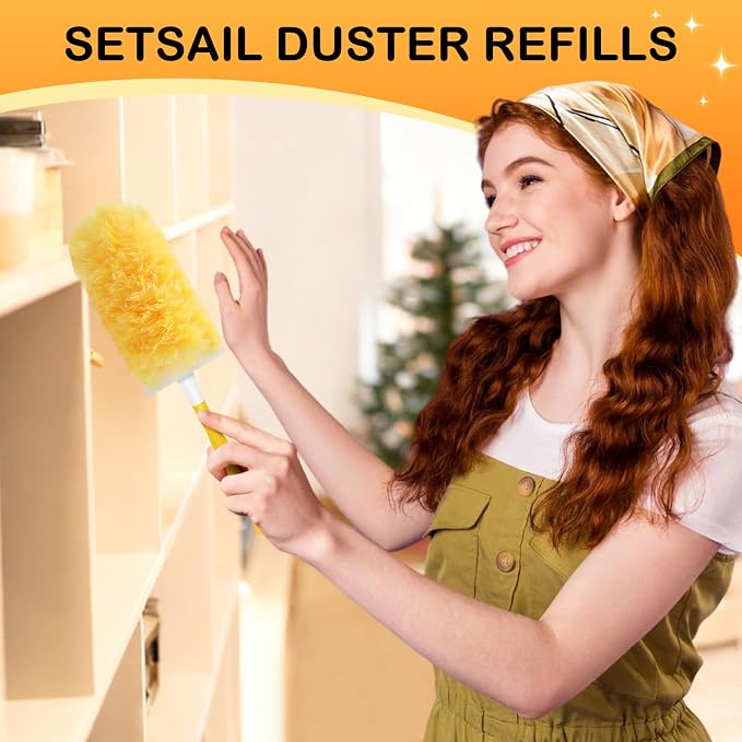 SetSail Heavy Duty Duster Refills for Swiffer Duster with 1 Handle，30 Count | Disposable Duster Refill for Cleaning Multi Surface 360 Duster Cleaner Kit for Ceiling Fan, Blind, Furniture