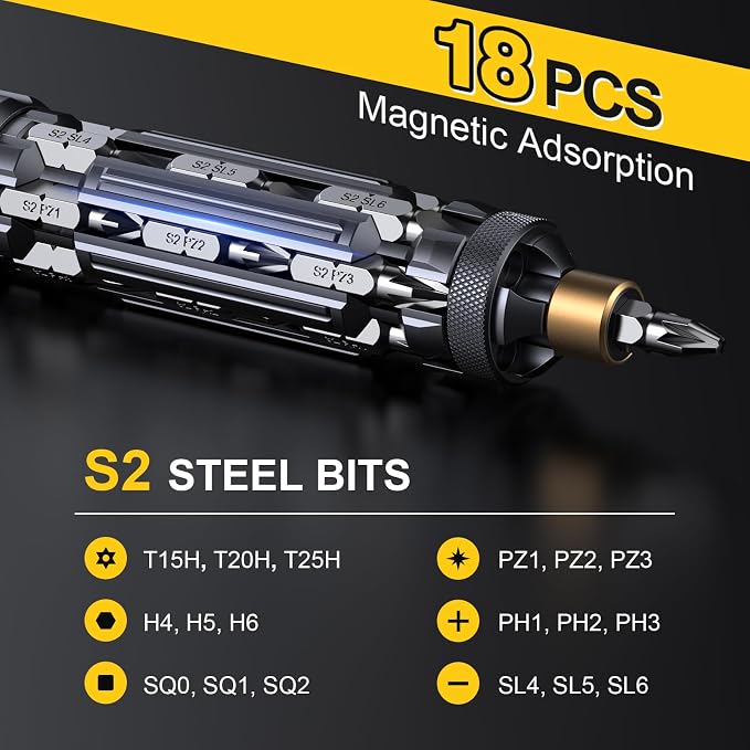 JOREST 19 in 1 Multibit Screwdriver, Portable Screwdriver for Home Repairs | Magnetic Screw Driver with Torx Security Phillips Hex, Unique Gifts for Technicians, Engineers, DIY Electronics Maintenance