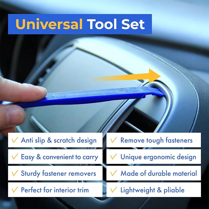 Auto Trim Removal Tool Set - 12pcs (No Scratch Plastic Pry Kit) - Auto Trim Car Tools, Easy Door Panel Removal Tool for Fastener, Clip, Molding, Dashboards, Interior Tools