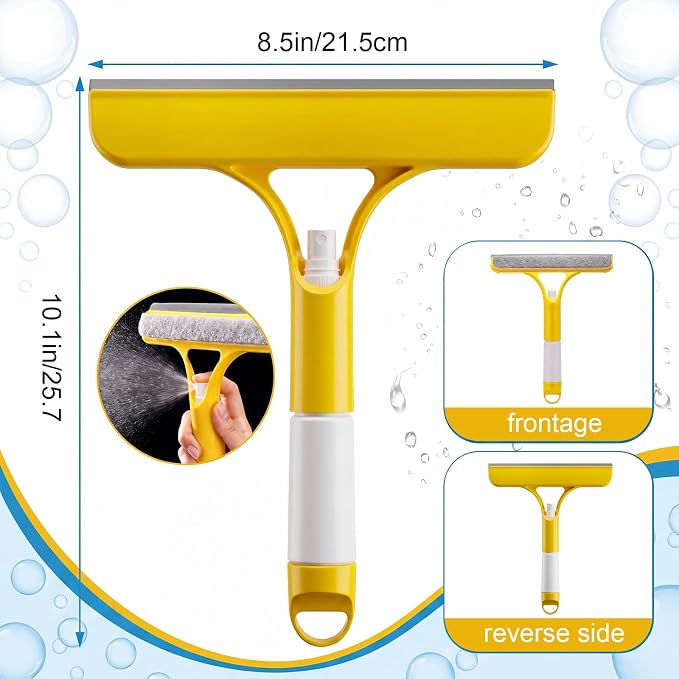 6 pcs 3 in 1 Window Cleaning Scraper, 3 in 1 Multicolor Window Scrubber, Spray, Sponge Wipe, Silicone Squeegee, Suitable for Cleaning Bathroom Glass, Mirrors, Car Windows Easy to Clean Kit
