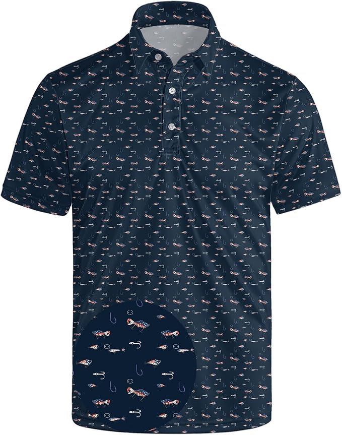 Polo Shirts for Men Moisture Wicking Mens Polo Shirts Patriotic Shirts for Men