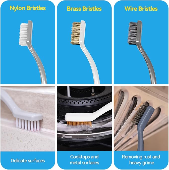 4PCS Crevice Cleaning Brush, Hard Bristle Gap Scrub Groove Brush for Home, Bathroom, Kitchen, Corners, Sink, Sliding Door Rails, Window Track, Tile Grout