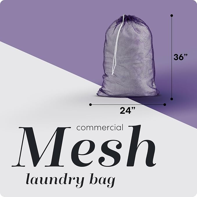 Handy Laundry Mesh XL Laundry Bag - Durable, Machine Washable with Secure Drawstring Closure - Perfect for College Dorms, Laundromats, Apartments (Purple, Large 24" x 36") | XL 24x36 Mesh Laundry Bag, Secure Drawstring, Heavy Duty, Machine Washable, fo...
