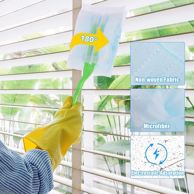 30PCS Disposable Dusters Refills Compatible with Swiffer,180 Degree Electrostatic Disposable Replacement Head for Home,Office,Ceiling Fans,Blinds and Furniture Dusting (Pack of 2)