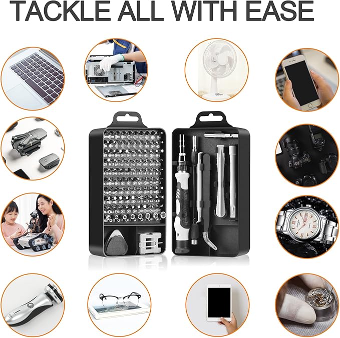 115 in 1 Precision Screwdriver Set, Premium Small Screwdriver Set | Electronic Screwdriver Kit for Electronics, Computer, PC, Laptop, Game Console, Watch, Eyeglasses, and DIY Projects