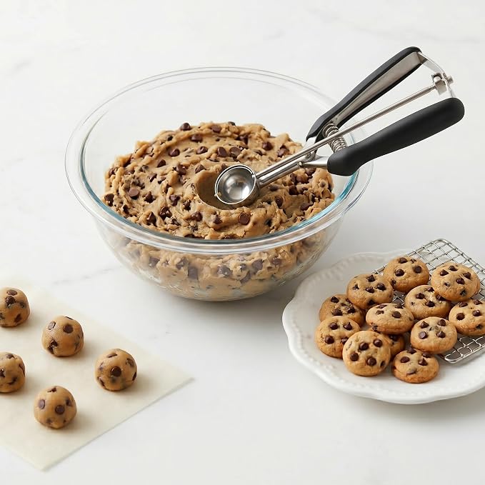Extra Mini Cookie Scoop for Baking, 1 tsp / 5 ml Cookie Scooper, 18/8 Stainless Steel Cookie Scooper for Baking, Cookie Dough Scoop with Non-slip Grip (#110 25mm)