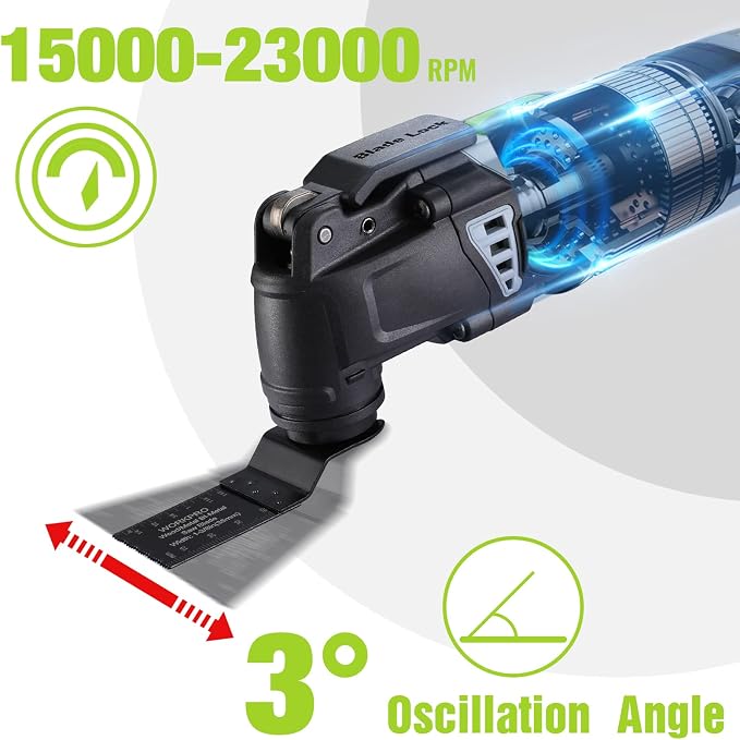 WORKPRO 3.0 Amp Corded Oscillating Multi-Tool Kit | 7 Variable Speeds, 3° Oscillation Angle, Quick-Lock Blades, 17pcs Accessories with Storage Bag, Ideal for DIY Projects