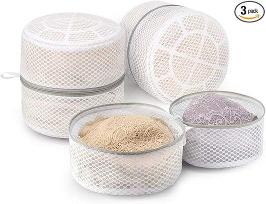 Muchfun 3Pcs Bra Wash Bags, Honeycomb Mesh Laundry Bags for Delicates | Lingerie, Intimates and Underwear 8 x 8 x 8 Inches