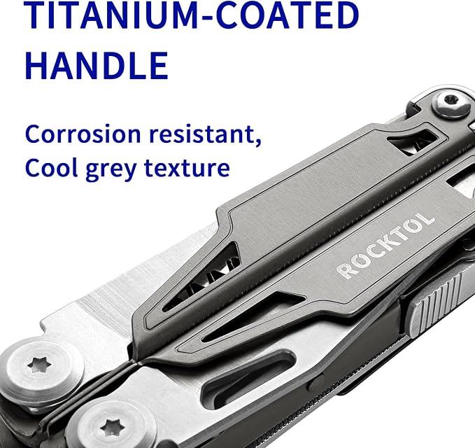 Multitool SK02, VG-10 Knife,19-in-1 Multi-tool Pliers with Titanium-plated Handle,Compact & Lightweight EDC Multi Tool with Nylon Sheath for Men,Outdoor Survival,Hiking,Camping