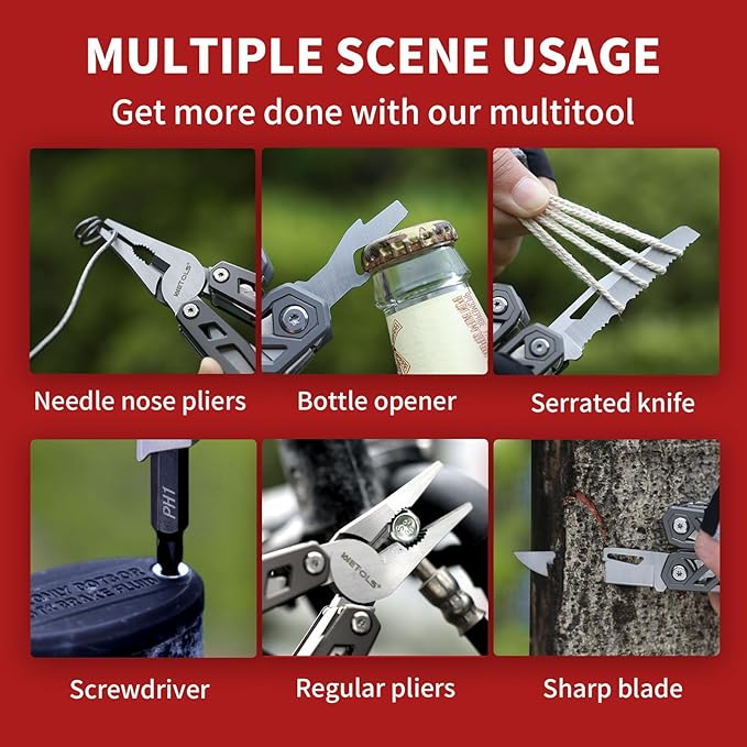 Father‘s Day Gifts for Men Dad Him, 21-in-1 Multitools with Pocket Knife | Stainless Steel Self-locking Pliers with 8 Screwdriver Bits, Multi Tool Survival Gear, EDC Knife with Pouch for Outdoor