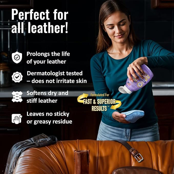 Leather CPR Cleaner and Conditioner 18oz. Bring Leather Back To Life on Furniture, Car Seats, Handbags, Jackets, Boots, Saddles, Purses & Shoes. Restores Shine, Softness & Color to Real Leather