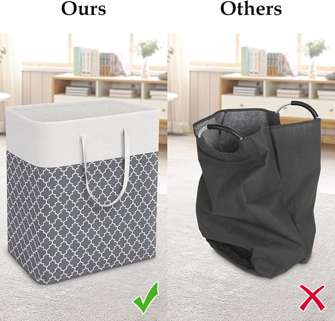 StorageRight Laundry Basket Hamper, 100L Clothes Storage, Clover Grey | Freestanding Clothes Hampers, Foldable design, with Easy Carry Handles, For Laundry, Bedroom, Dorm, Clothing, Towels, Toys