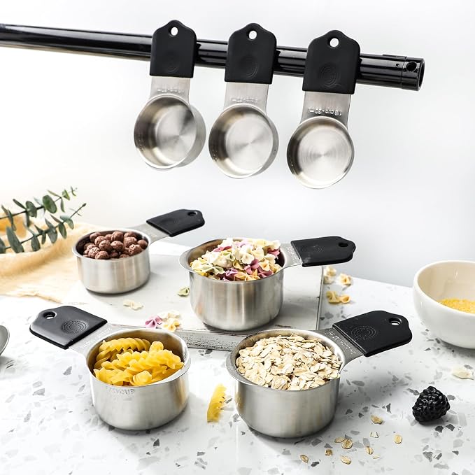 Measuring Cups Stainless Steel Magnetic Measuring Cups Set of 7 Stackable Nesting Heavy Duty Metal Measure Cup for Measuring Dry or Liquid Ingredients