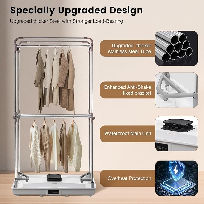 Foldable Clothes Dryer,Easy Install,1200W with Timer | Foldable, Easy Installation, 1200W Fast Drying, Quiet, Adjustable Timer,Large Capacity
