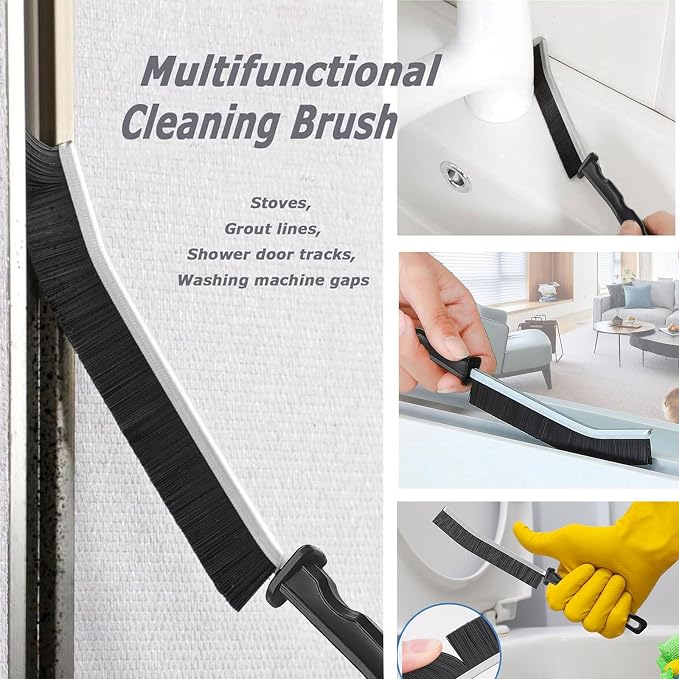 Crevice Cleaning Brush Set, Hard Bristle Gap Scrubber Tools for Bathroom Grout, Window Tracks & Shower Doors, Deep Cleaning Home Essentials & Practical Housewarming Gifts