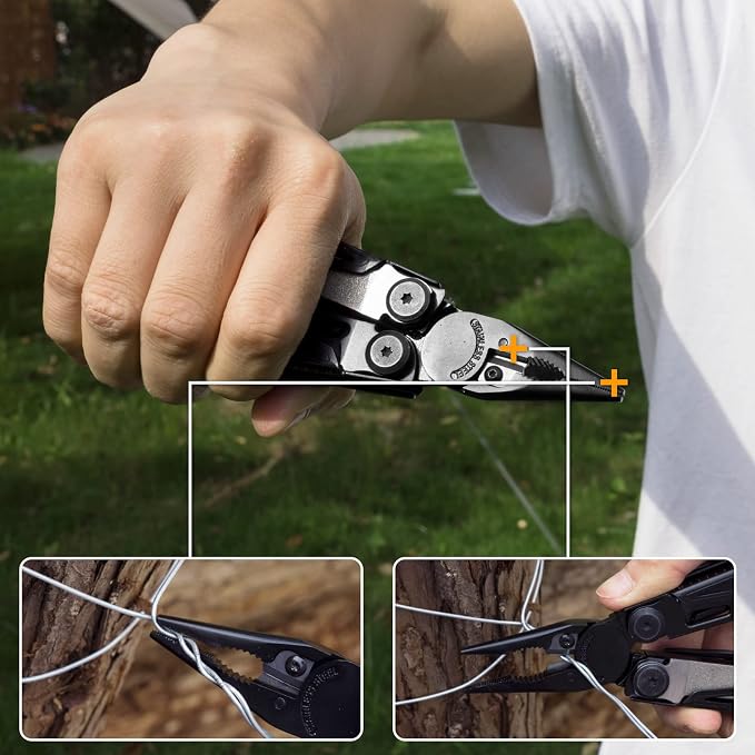 FLISSA 16-in-1 Multitool Pliers with Sheath Stainless Steel EDC | Equipped with Knife, Saw, Screwdrivers, Scissors and Opener. Nylon Carry Case for Camping,Handwork, Hunting, Hiking, Fishing