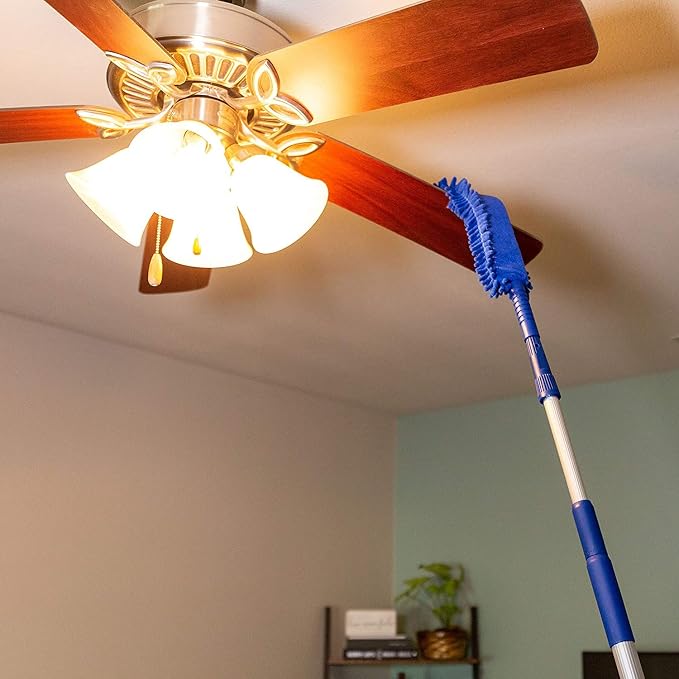 Spider Web Brush with Pole | Chenille Extension Duster, Aluminum Extension Rod | Extend 18-20 feet Cleaning High Ceilings, Cathedral Ceilings, Ceiling Fans