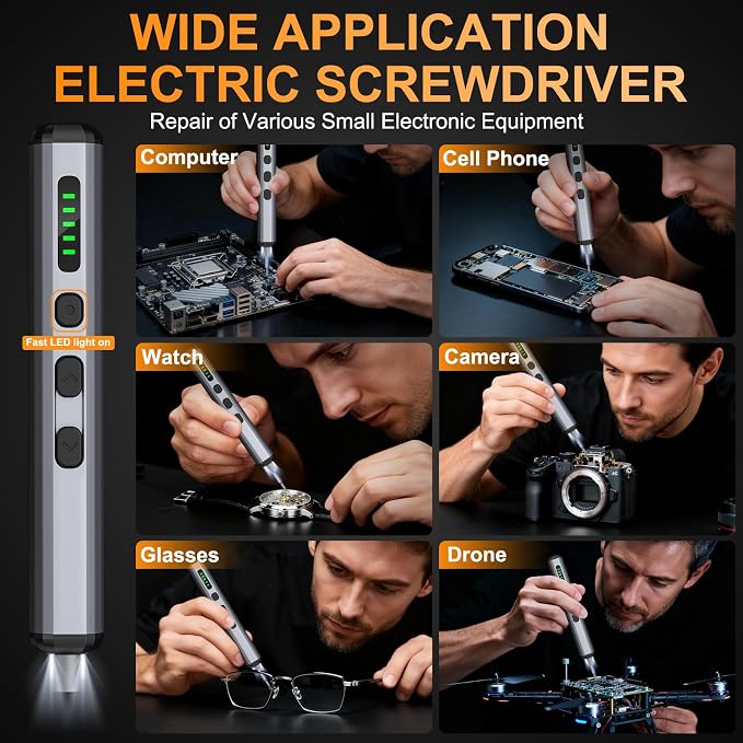 Mini Electric Screwdriver, 3.7V Precision Screwdriver Set Cordless Screwdriver Rechargeable 72 In 1 Magnetic Bit Repair Tech Tool Kit for Electronics Computer Phone Laptop Camera RC Car Watch Glasses