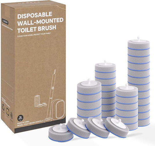 Disposable Toilet Cleaning System - Toilet Wand Kit with 36 High-Performance Refills, Wall Mounted Toilet Brush and Holder for Deep Cleaning Bathroom (36 Refills)
