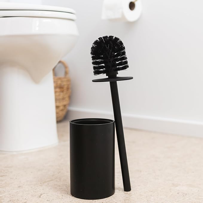 Yew Design Matte Black Toilet Bowl Brush for Bathroom with Holder - Bathroom Cleaner Scrubber with Sleek Design, Sturdy, and Durable Bristles